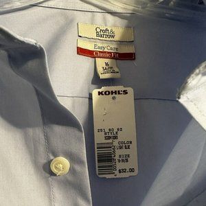 CROFT & BARROW CLASSIC FIT BLUE DRESS SHIRT, MENS 16-34/35